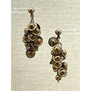 Vintage Dangling Flower Earrings Gold Tone Dangle Pierced Costume Jewelry